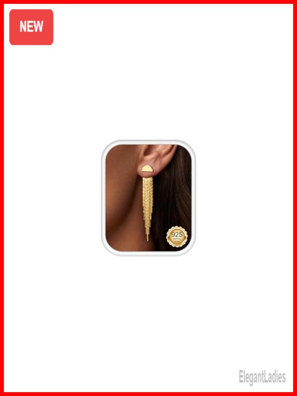 14K Gold Plated Long Tassel Dangle Earrings Hypoallergenic S925 Silver Post